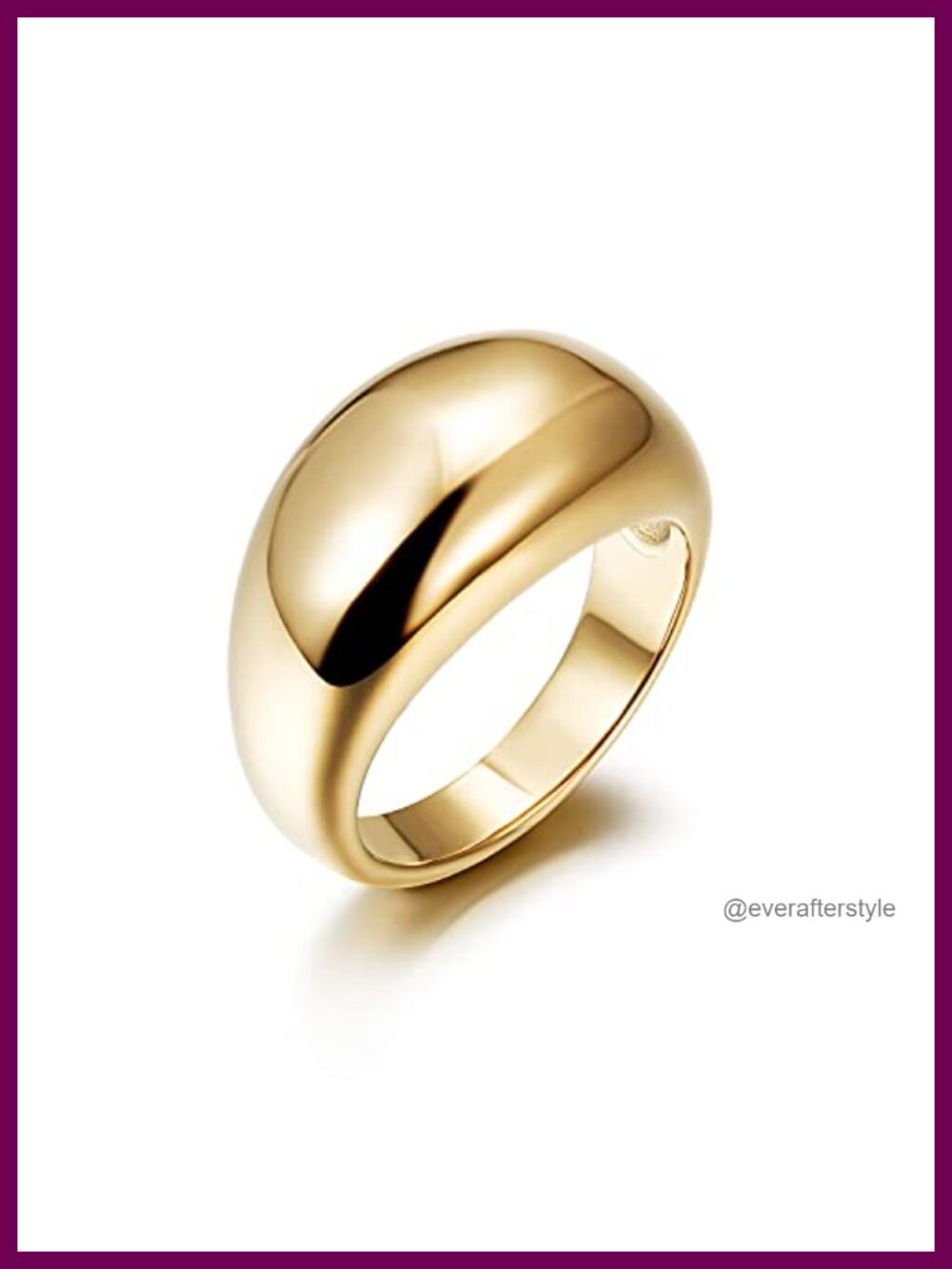 14K Gold Plated Chunky Statement Ring Stainless Steel Non Tarnish